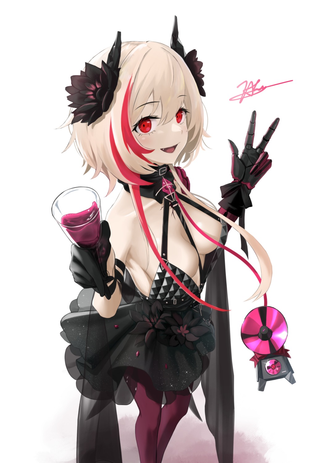 chaciooh girls_frontline horns m4_sopmod_ii_(girls_frontline) no_bra