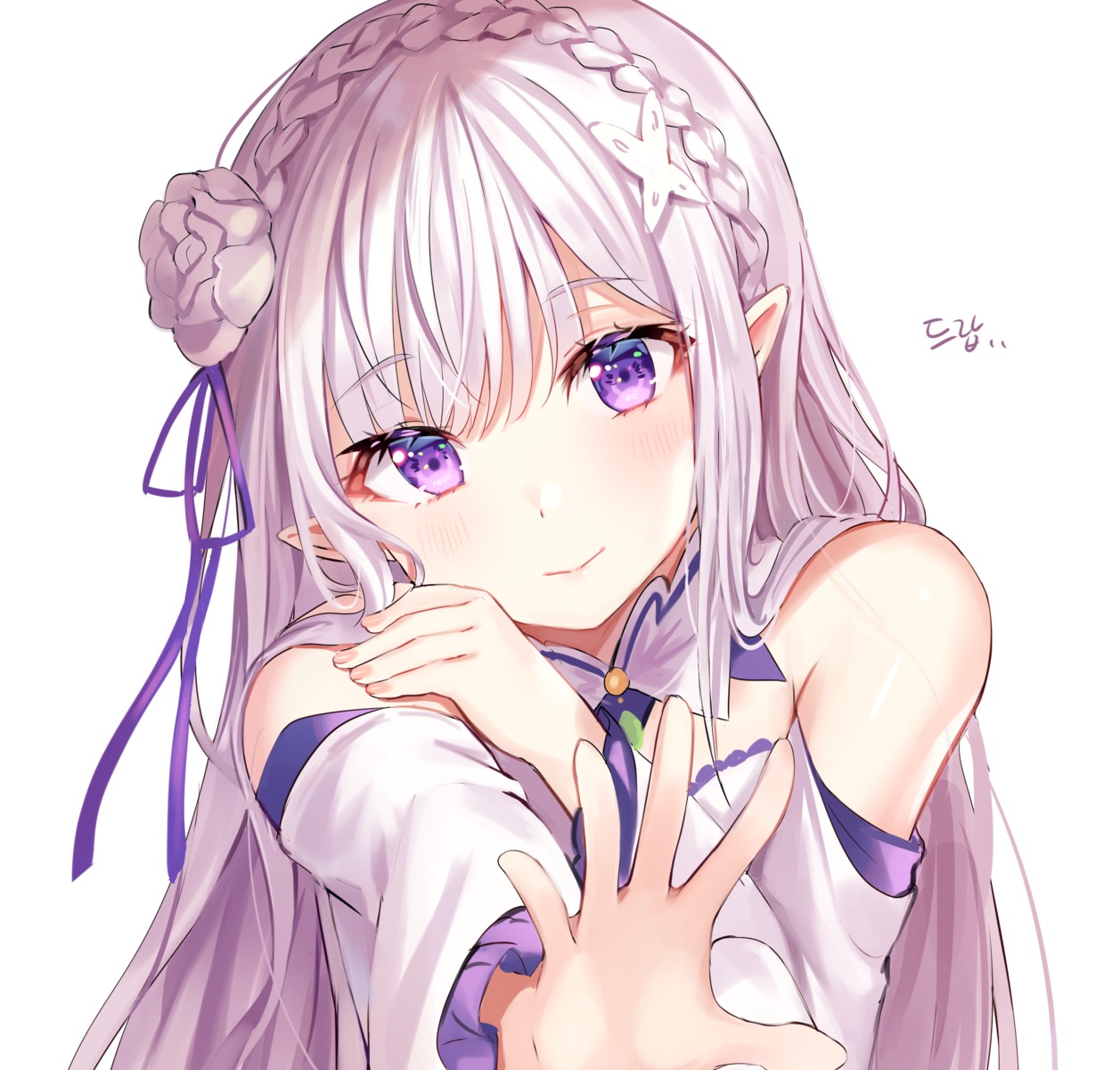 elf emilia_(re_zero) pointy_ears re_zero_kara_hajimeru_isekai_seikatsu tokkyu