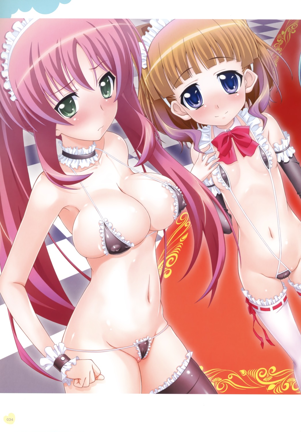 bikini cameltoe erect_nipples ibusuki_mashiro kinosaki_nanase loli maid nekokan sling_bikini sumikko-soft swimsuits thighhighs zettai_karen!_ojou-sama!