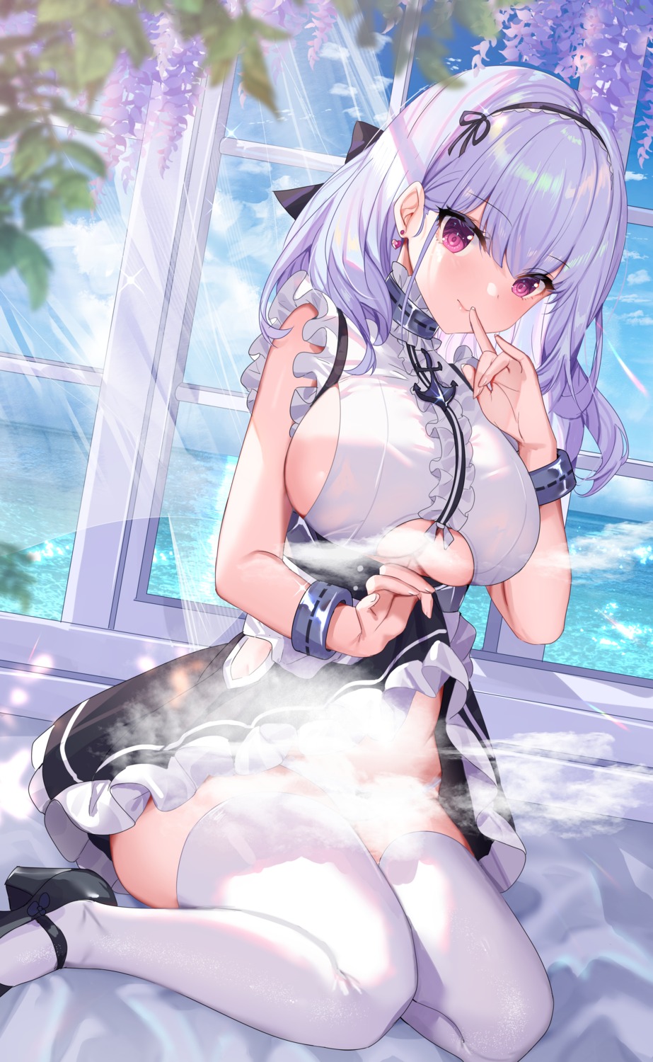 azur_lane censored dido_(azur_lane) heels maid no_bra pantsu shanguier skirt_lift thighhighs