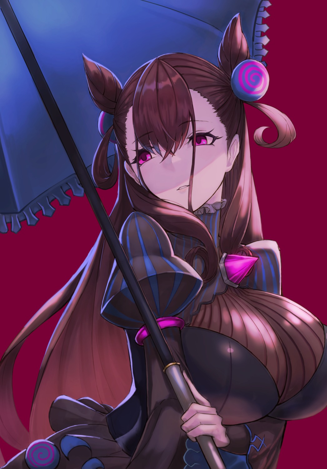 breast_hold dress fate/grand_order kuen_(kuennn12) murasaki_shikibu_(fate) umbrella