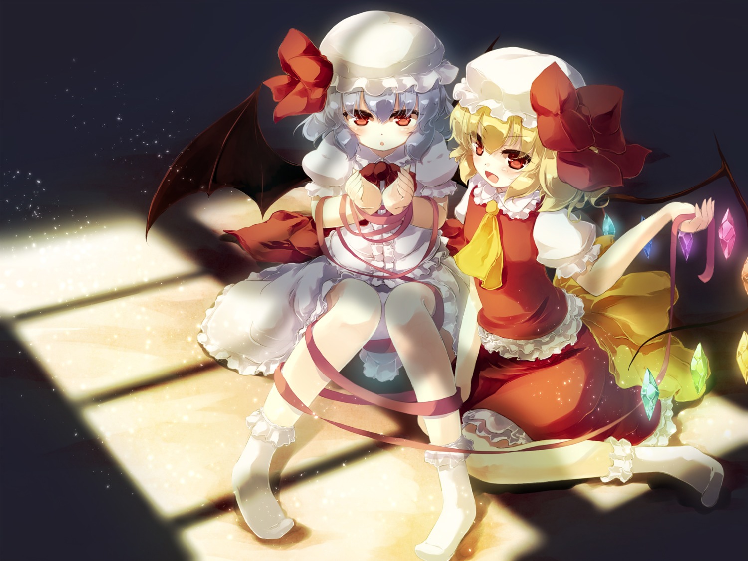 flandre_scarlet gen-getsu remilia_scarlet touhou wings