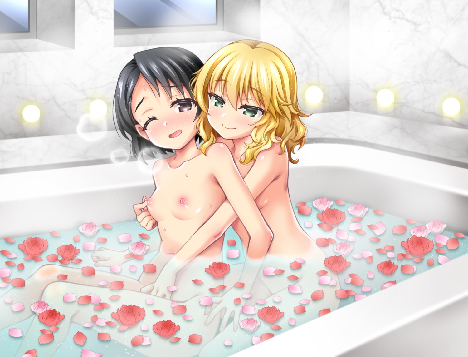 bathing fingering loli naked nipples sakurai_momoka_(idolm@ster) sasahiro sasaki_chie the_idolm@ster the_idolm@ster_cinderella_girls the_idolm@ster_cinderella_girls_u149 wet yuri