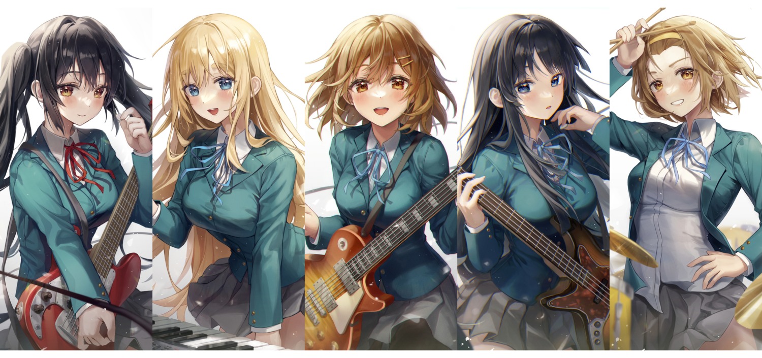 aibek akiyama_mio guitar hirasawa_yui k-on! kotobuki_tsumugi nakano_azusa pantyhose seifuku tainaka_ritsu