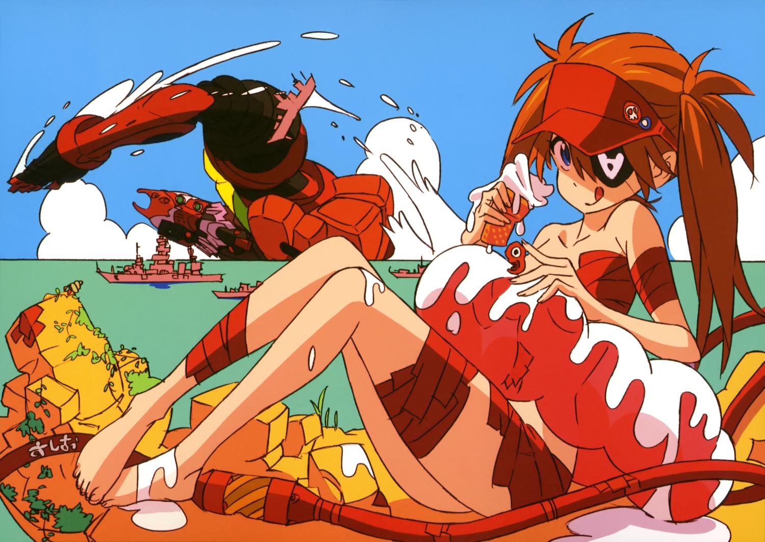 eyepatch naked neon_genesis_evangelion souryuu_asuka_langley sushio