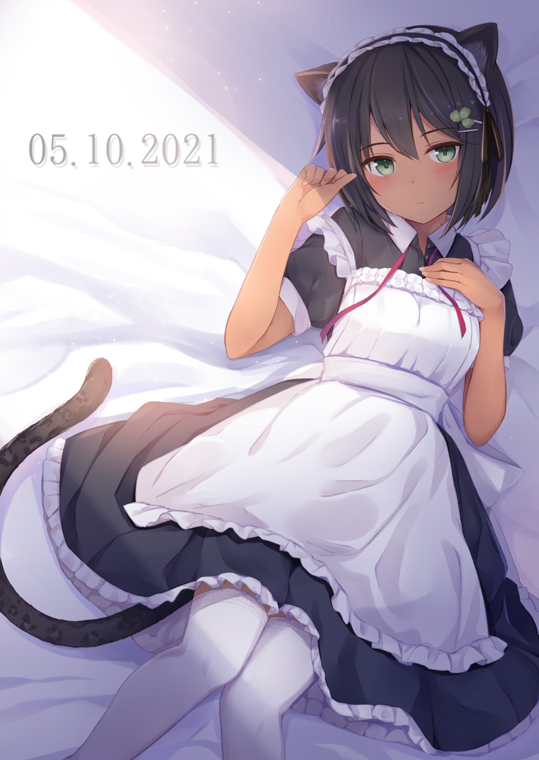 animal_ears fuji_kakei maid nekomimi tail thighhighs