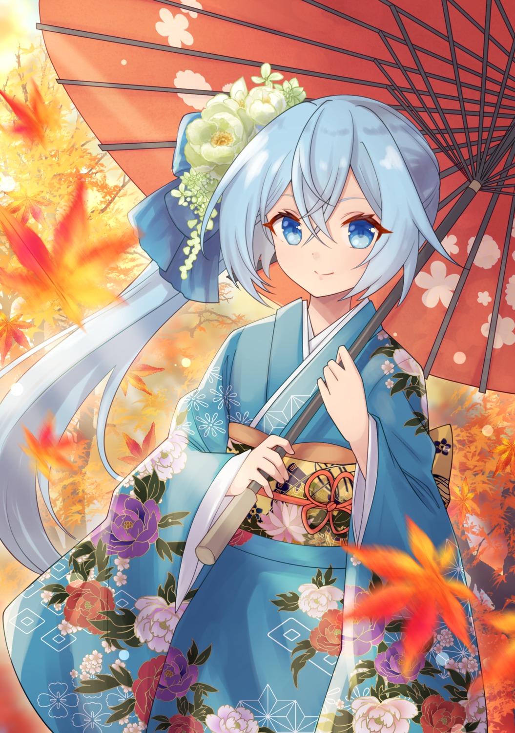 kimono marian_oekaki umbrella