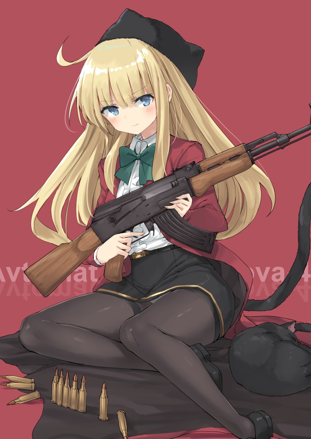 gun nana_(luna_berry) neko pantsu pantyhose tail uniform