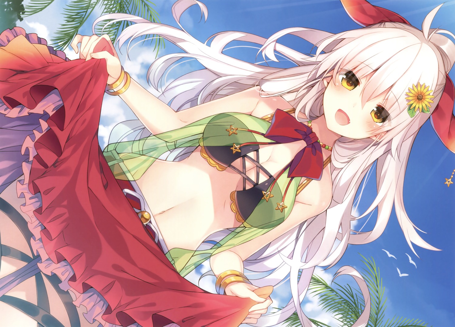 cleavage mishima_kurone no_bra skirt_lift