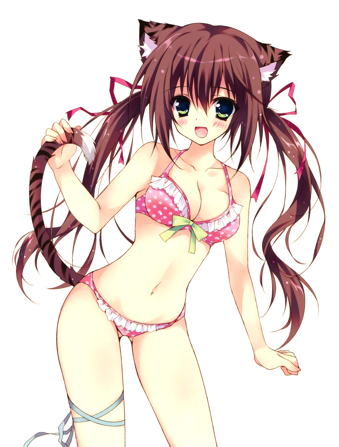 animal_ears bikini cleavage hellrun nekomimi swimsuits tail toranoana