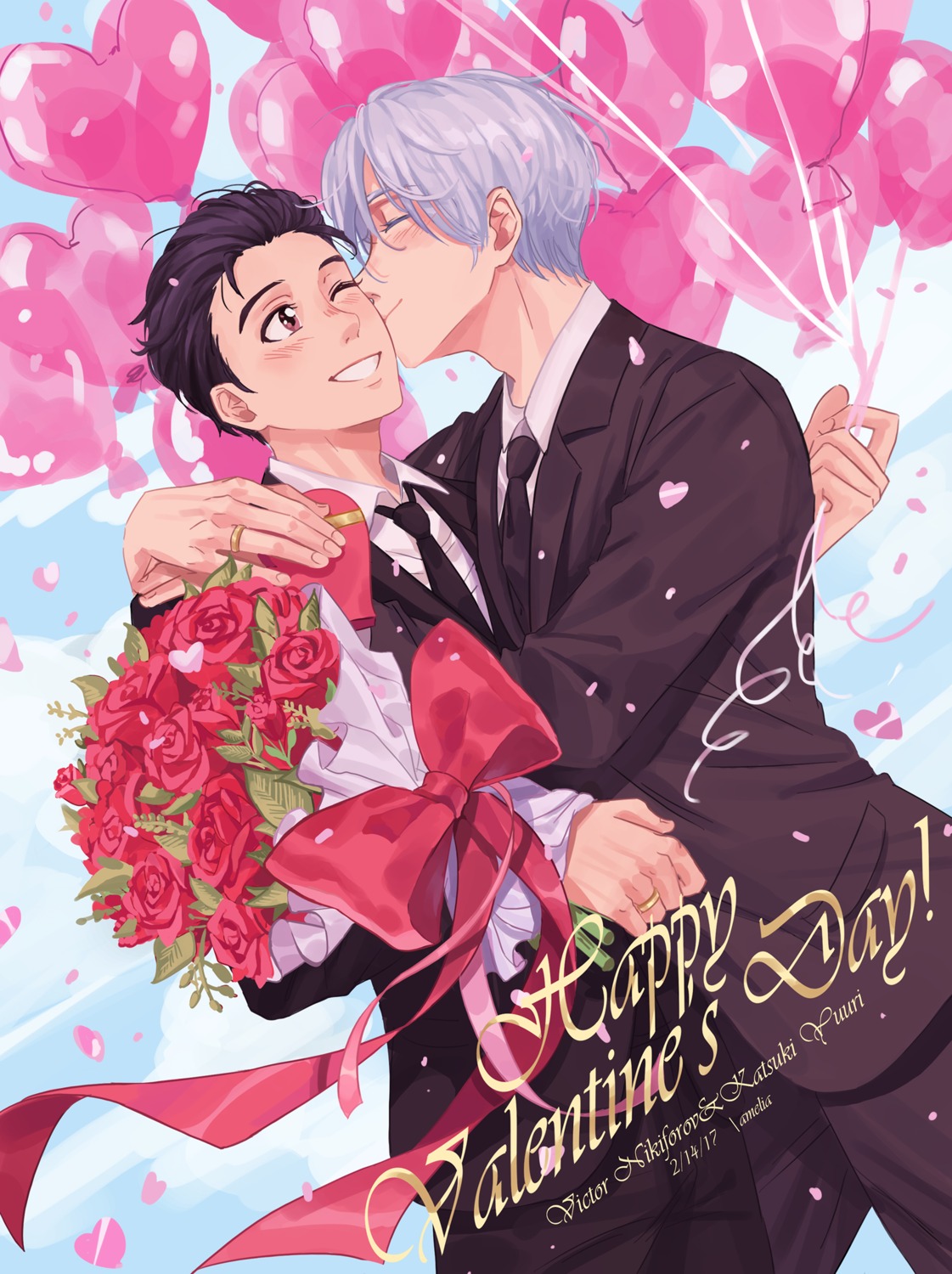 ameli-ya katsuki_yuuri male megane valentine victor_nikiforov yaoi yuri!!!_on_ice