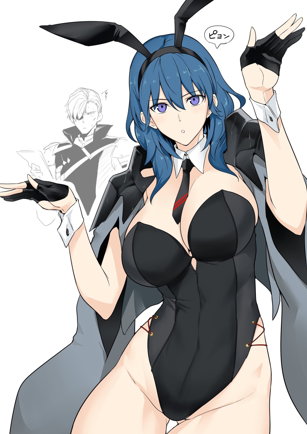 animal_ears bunny_ears bunny_girl byleth_(fire_emblem) cleavage fire_emblem fire_emblem_three_houses halcon no_bra