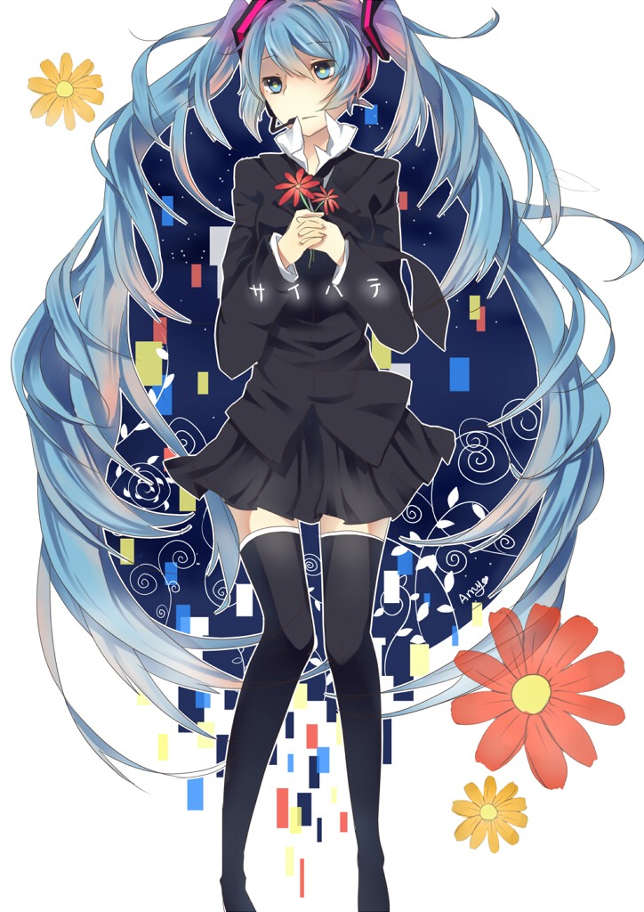 fei_renlei hatsune_miku saihate_(vocaloid) seifuku thighhighs vocaloid