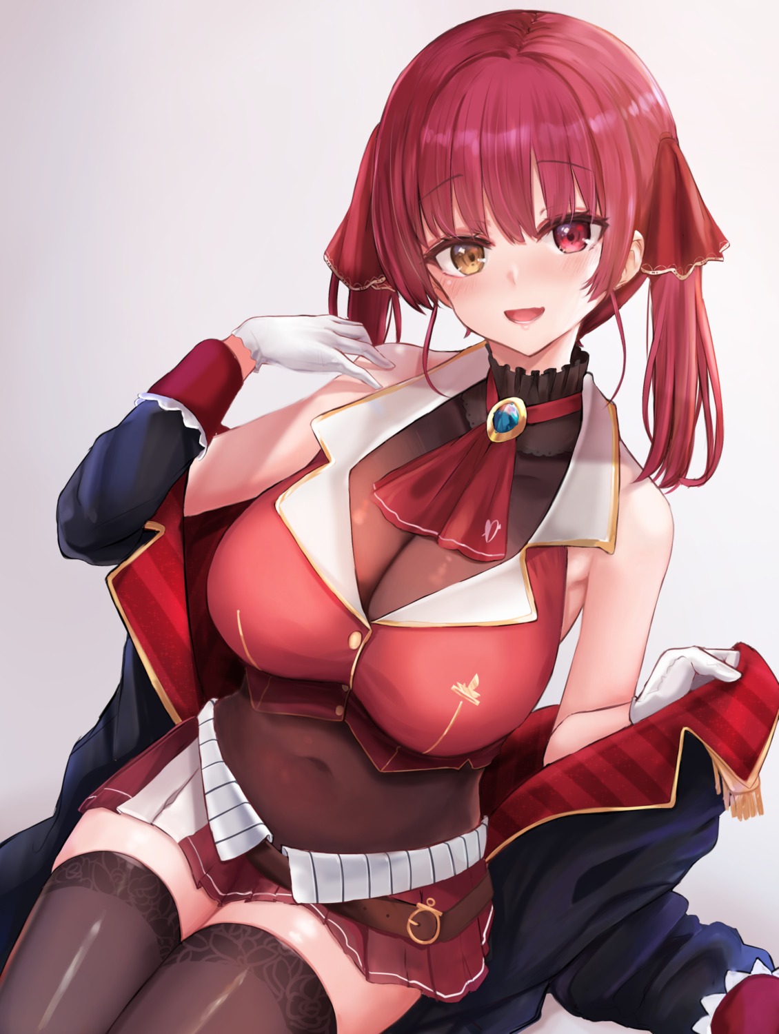 heterochromia hololive houshou_marine tagme thighhighs