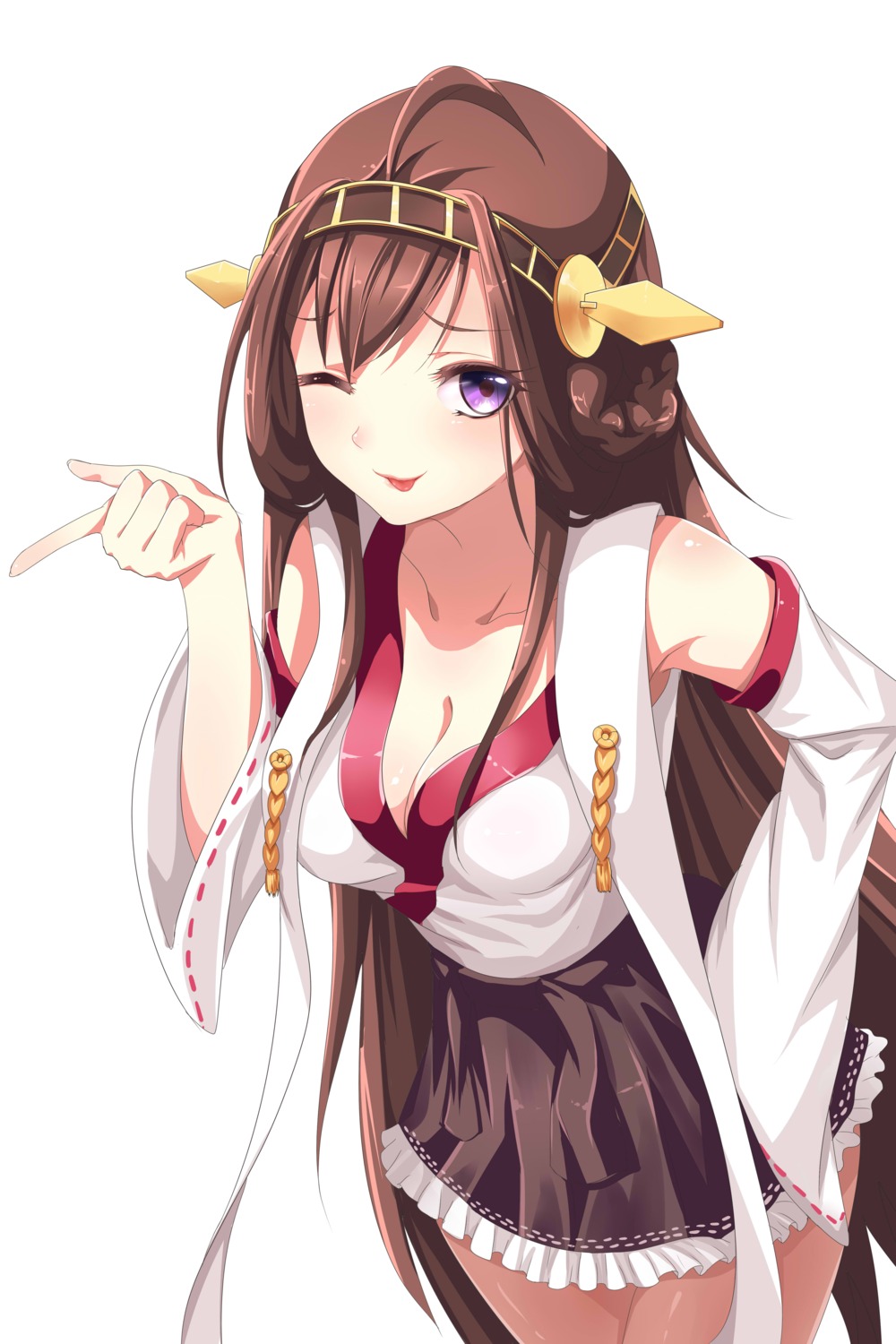 cleavage japanese_clothes kantai_collection kongou_(kancolle) mosquito_coils