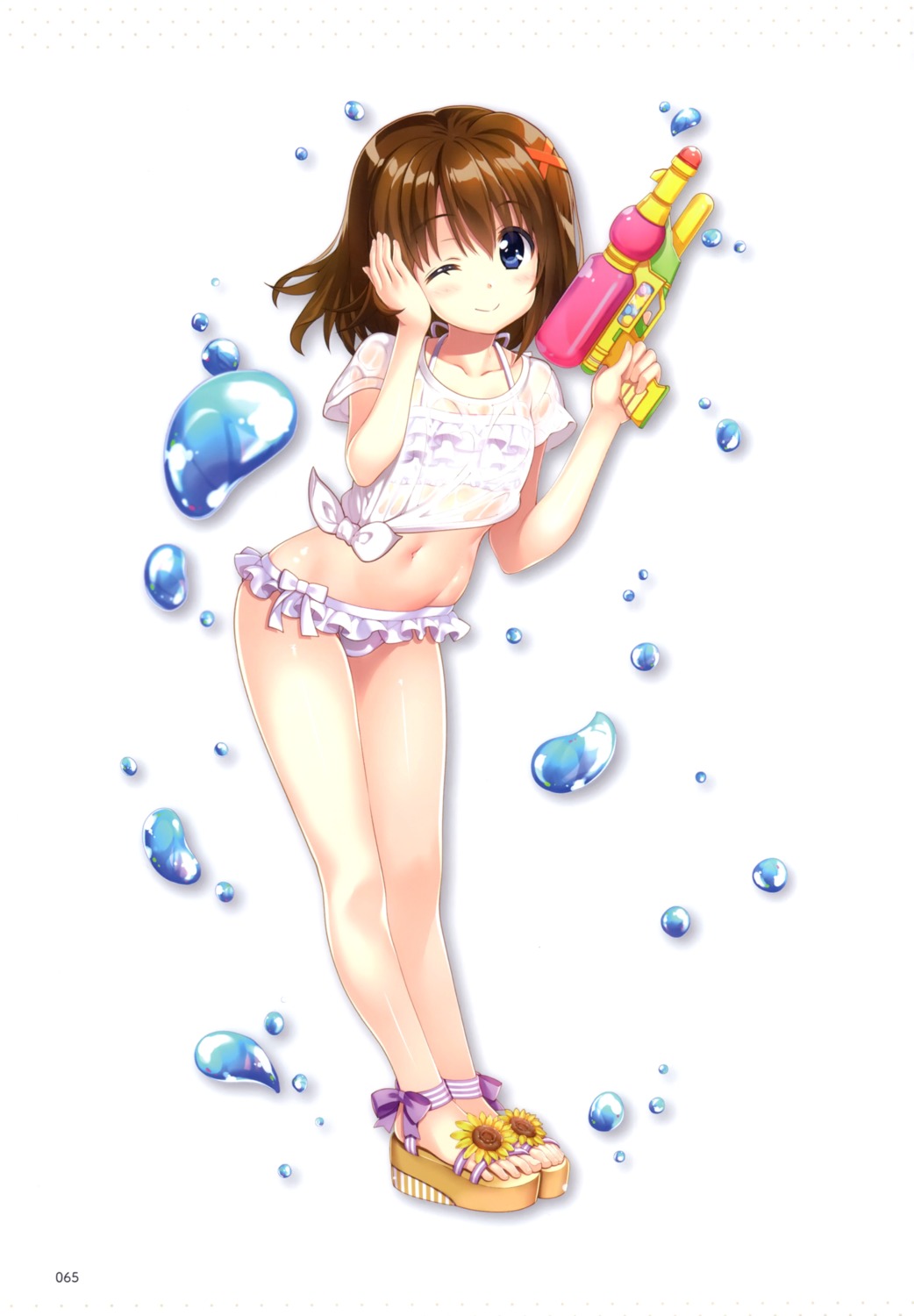 bikini fujima_takuya gun mahou_shoujo_lyrical_nanoha see_through swimsuits wet_clothes yagami_hayate