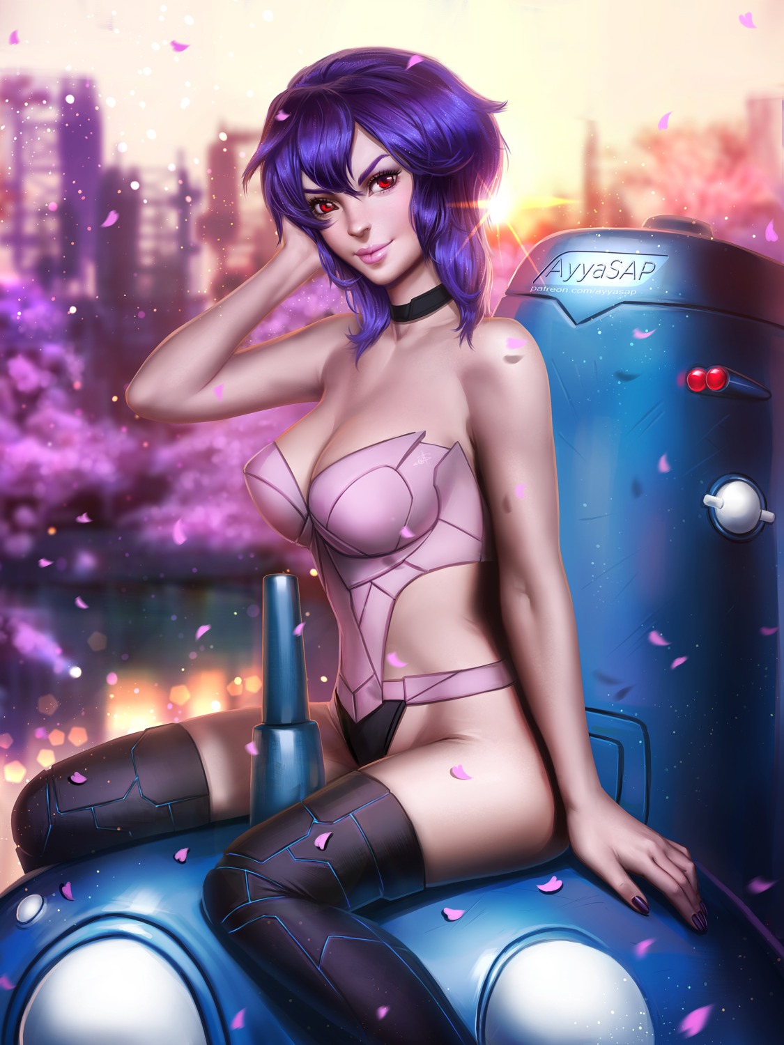 ayyasap cleavage ghost_in_the_shell kusanagi_motoko no_bra pantsu thighhighs