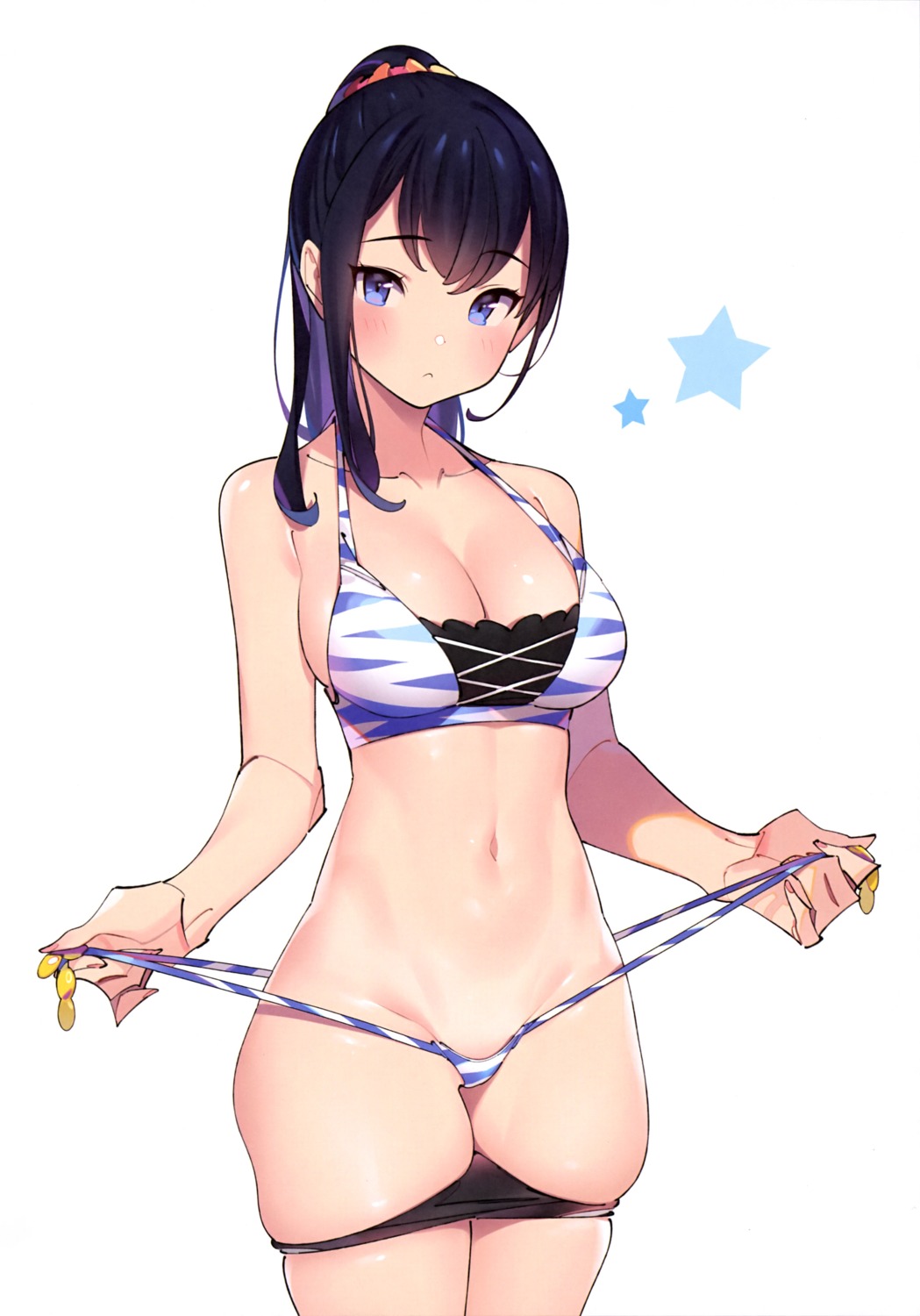 bikini cleavage panty_pull popqn ssss.gridman swimsuits takarada_rikka takeuchi_masato undressing