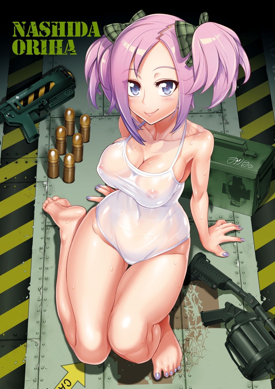 cleavage erect_nipples gun inazuma nashida_oriha possible_duplicate school_swimsuit see_through swimsuits triage_x wet wet_clothes