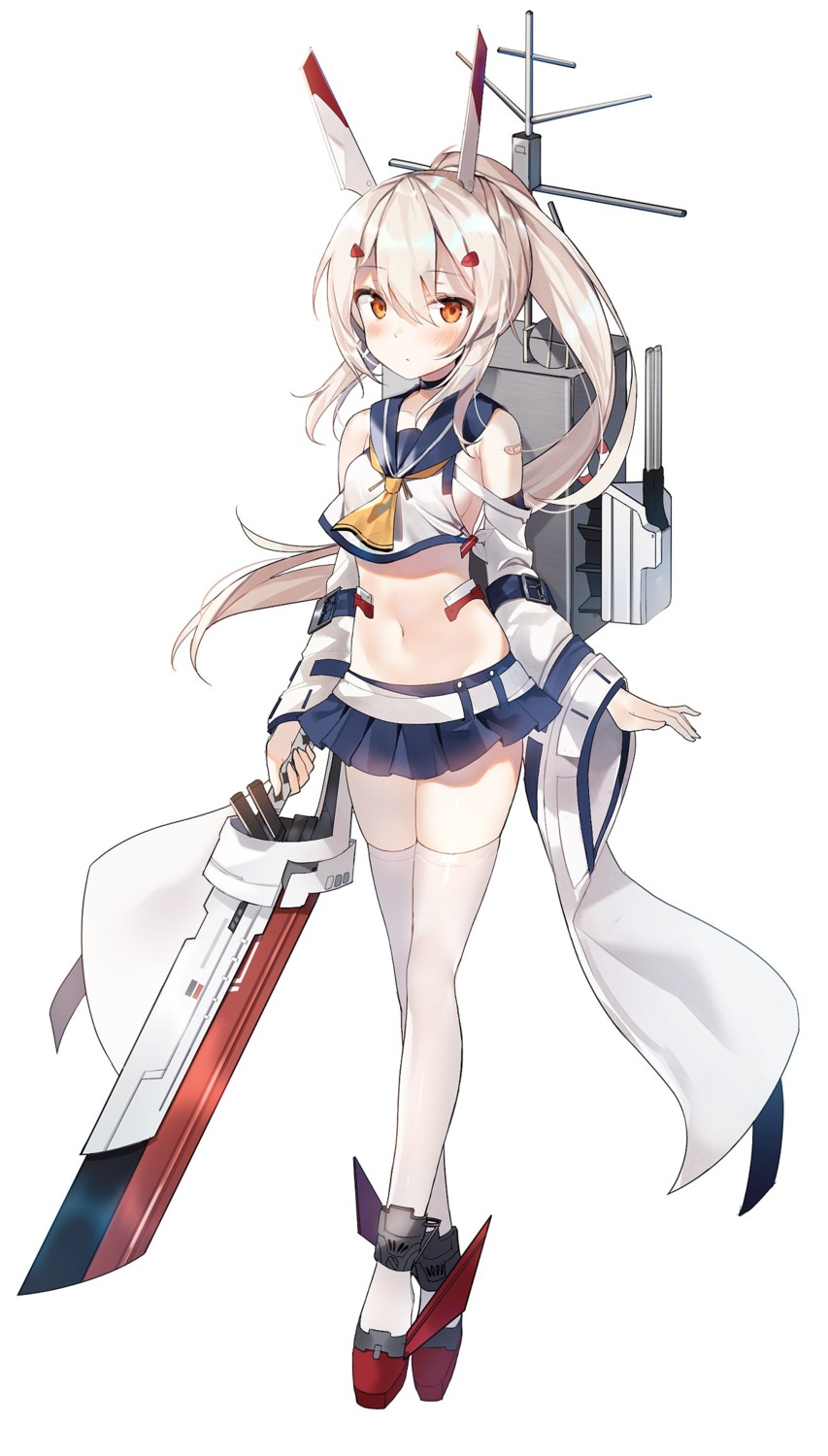 ayanami_(azur_lane) azur_lane kurutsu seifuku sword thighhighs