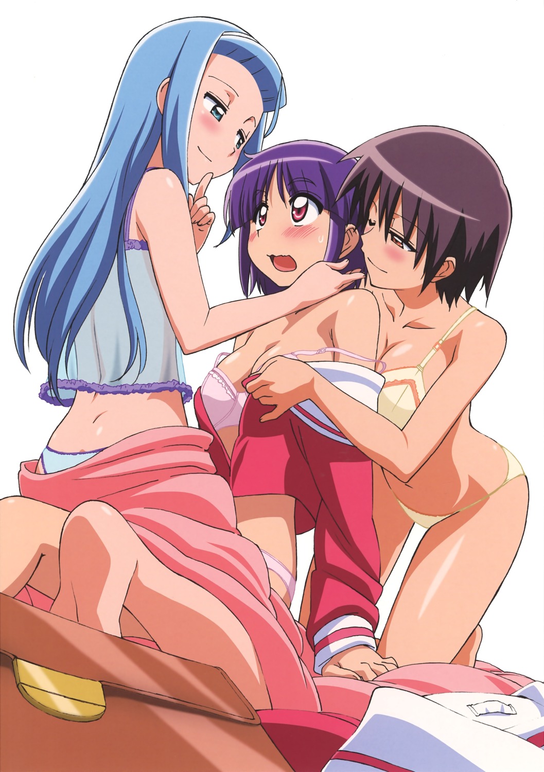 asakaze_risa bra cleavage hanabishi_miki hayate_no_gotoku lingerie pantsu segawa_izumi undressing vector_trace yuri