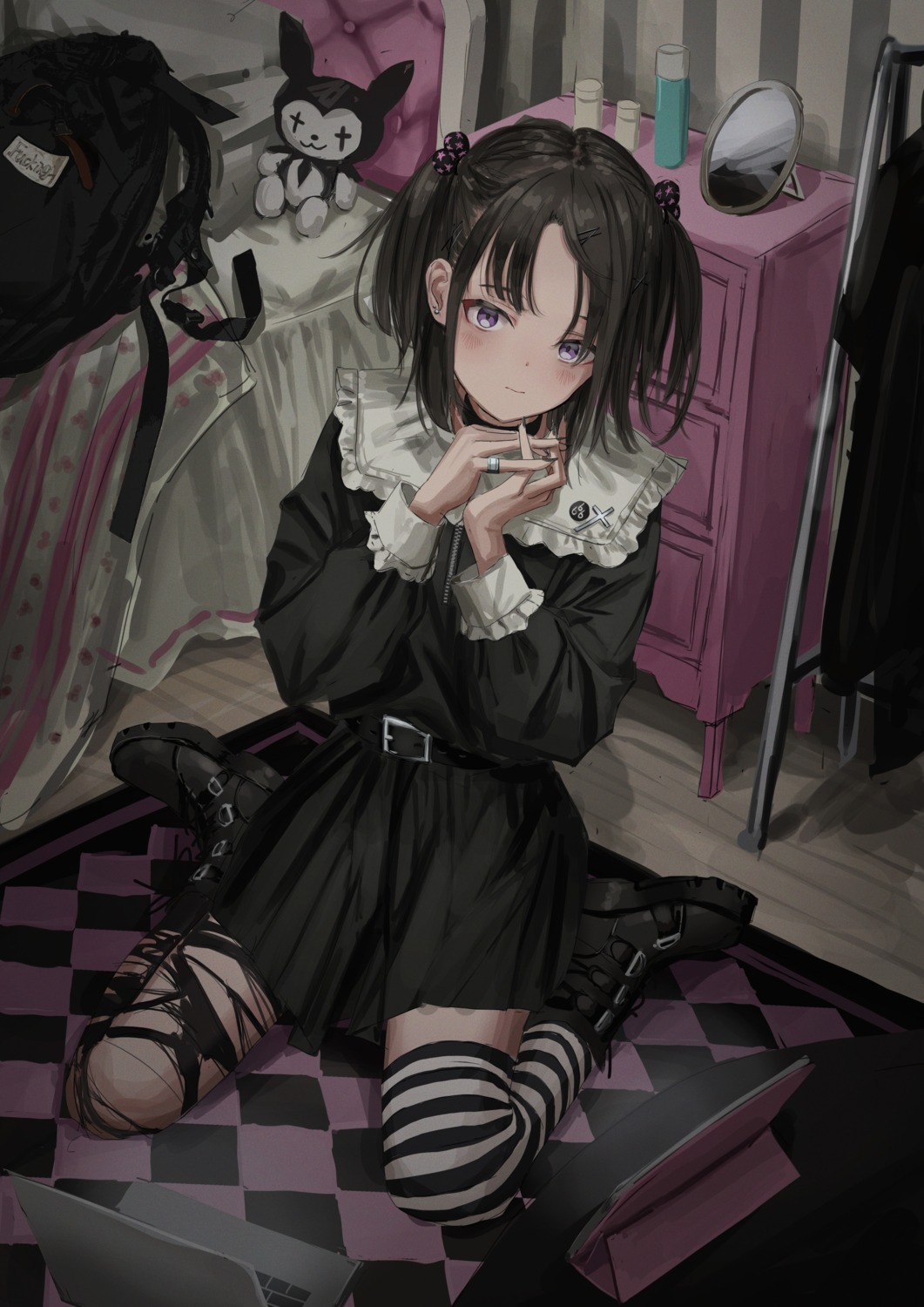 dress gothic_lolita lolita_fashion nadegata thighhighs torn_clothes