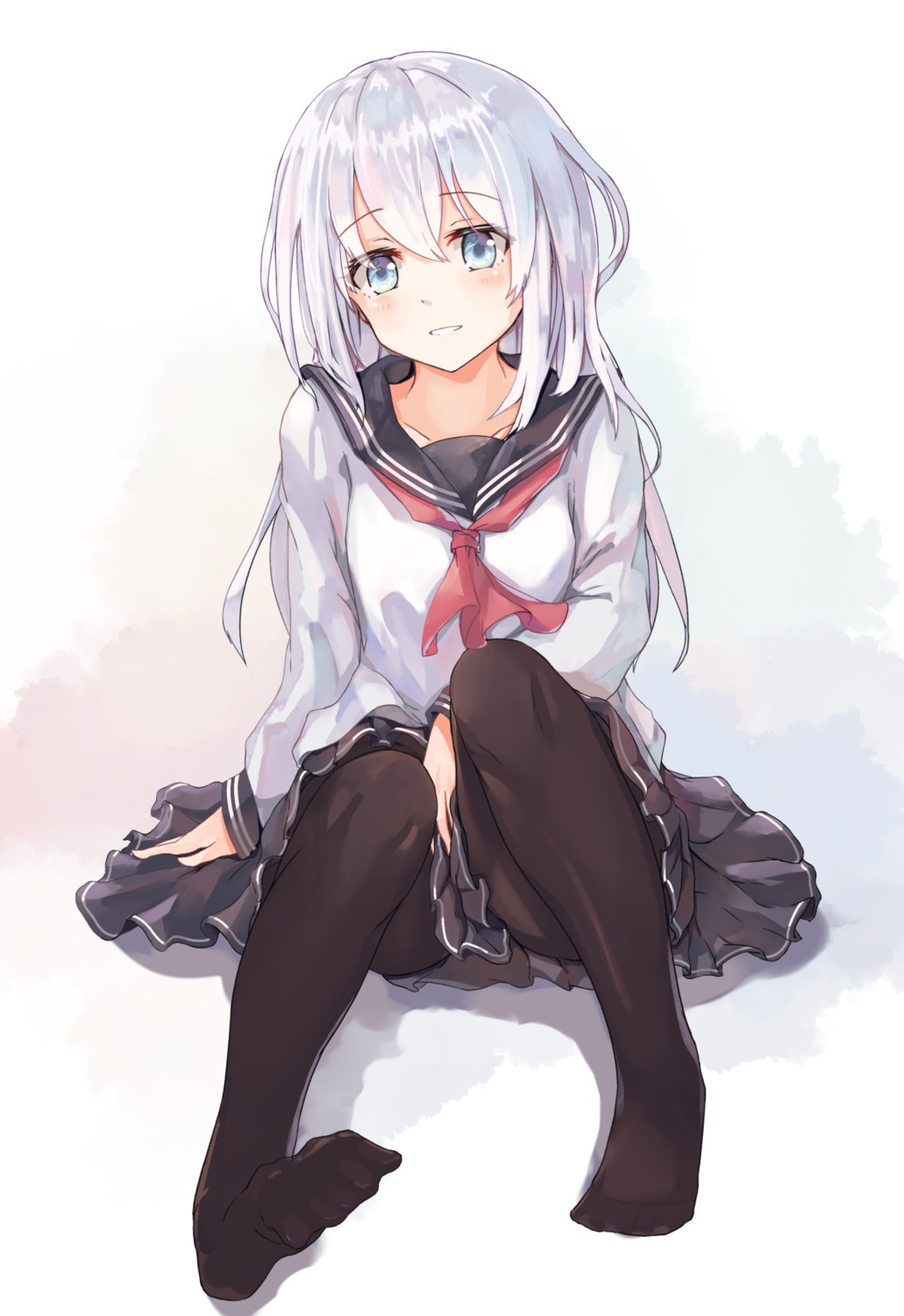 feet hibiki_(kancolle) kantai_collection koomoi pantyhose seifuku