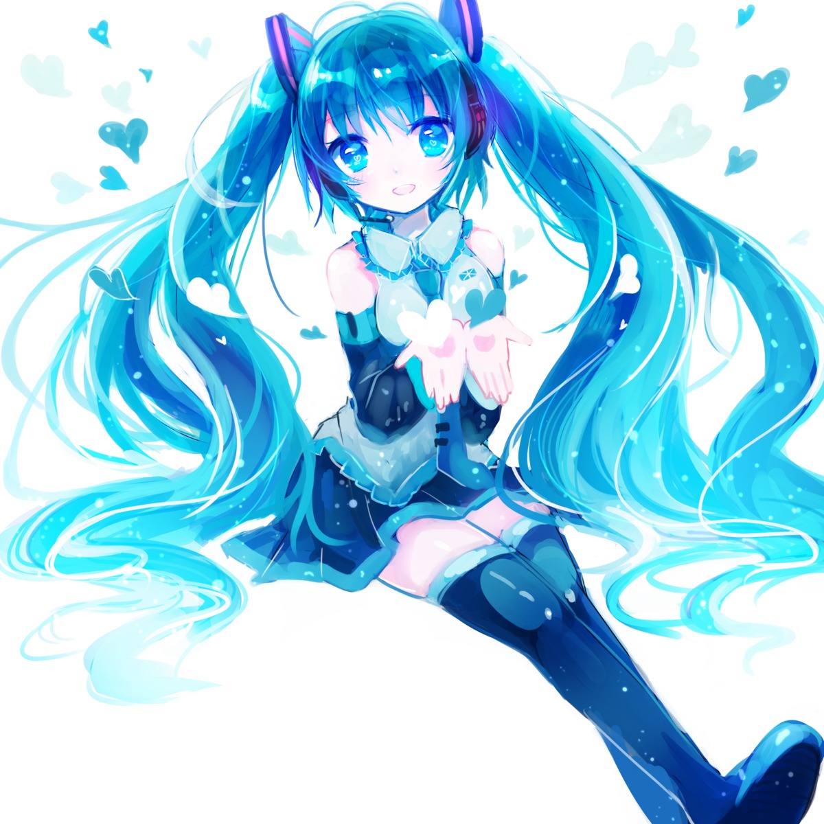 hatsune_miku headphones kohaku_muro thighhighs vocaloid