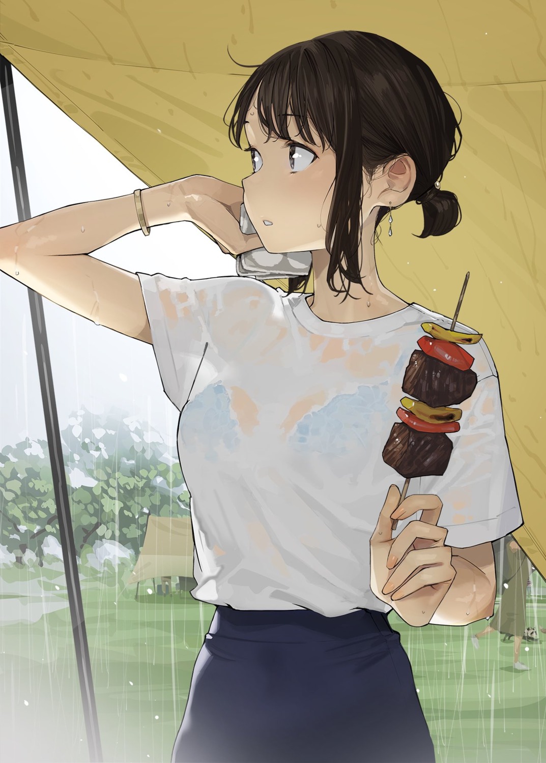 bra douki-chan ganbare_douki-chan see_through wet wet_clothes yom