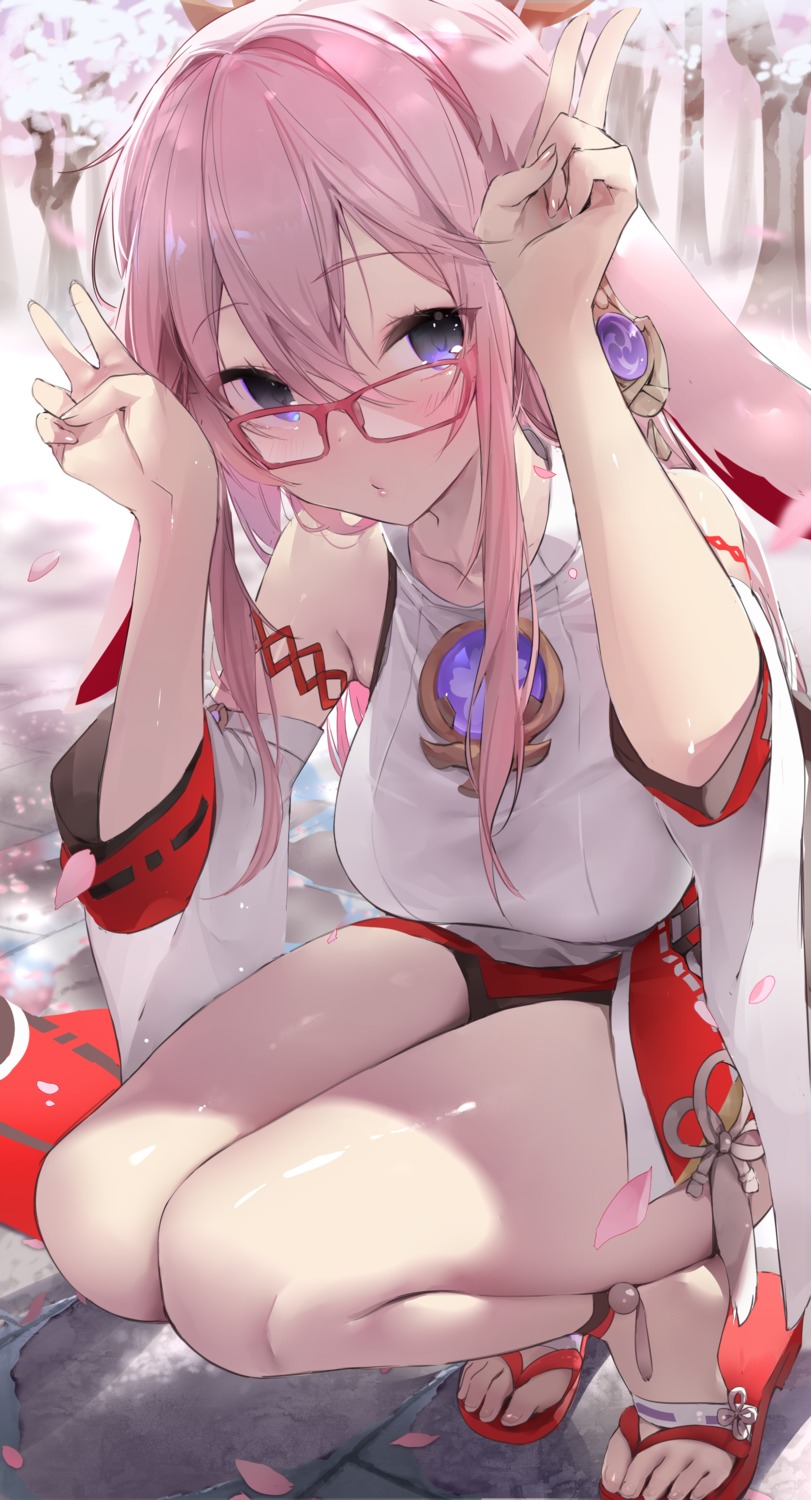 genshin_impact japanese_clothes megane odaefnyo yae_miko