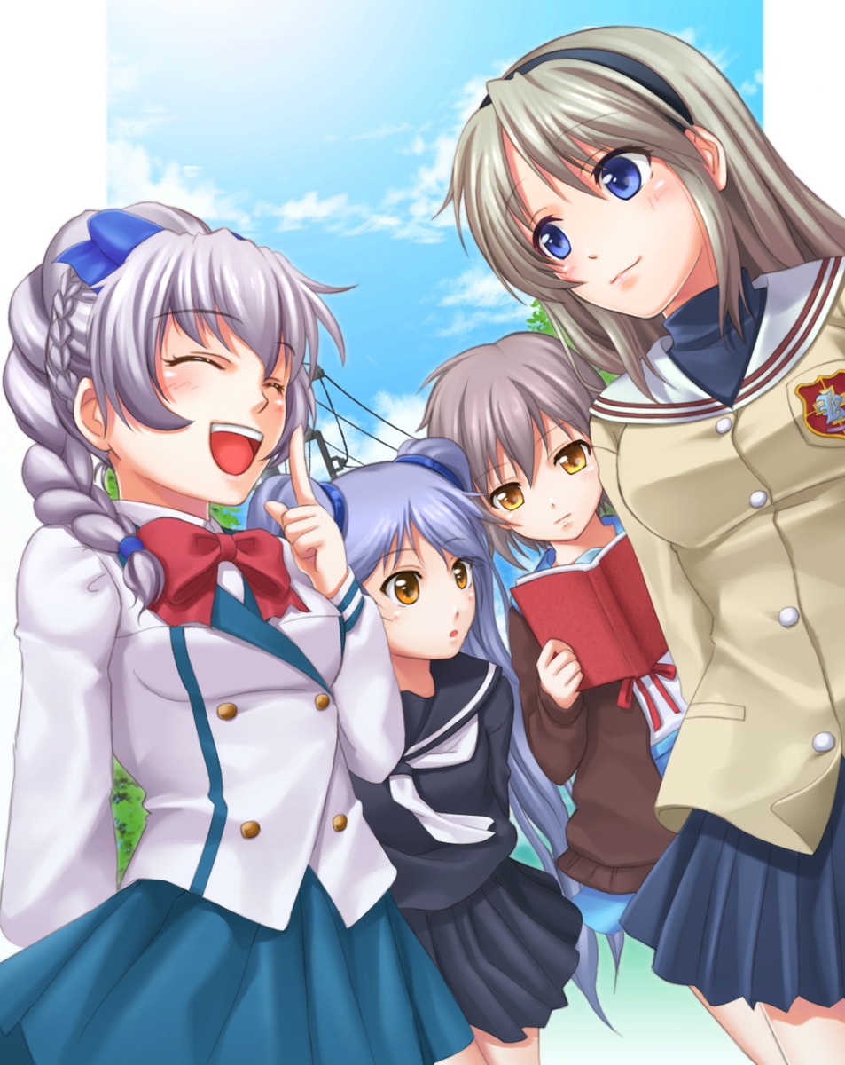 chobipero clannad crossover full_metal_panic hoshino_ruri martian_successor_nadesico nagato_yuki sakagami_tomoyo seifuku suzumiya_haruhi_no_yuuutsu teletha_testarossa