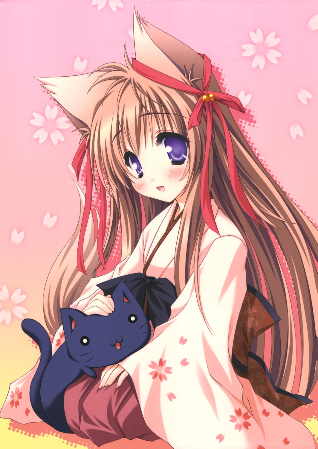 animal_ears japanese_clothes lump_of_sugar moekibara_fumitake neko raw_scan tayutama tayutama_2