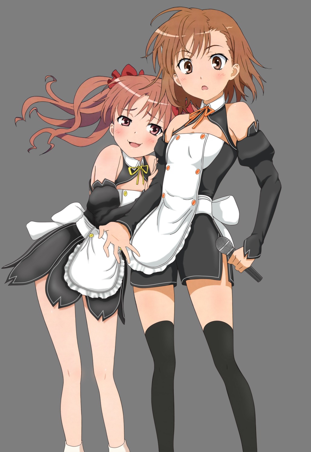 cosplay dream_c_club katou_hatsue maid misaka_mikoto photoshop shirai_kuroko thighhighs toaru_kagaku_no_railgun toaru_majutsu_no_index transparent_png waitress yuri