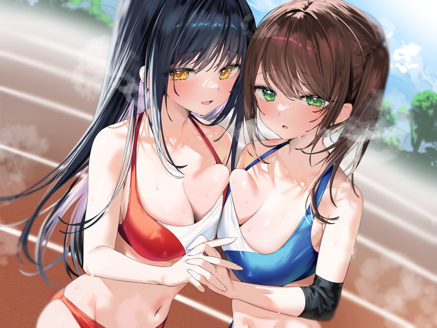 buruma erect_nipples gym_uniform itohana studio_refrevo symmetrical_docking wet yuri