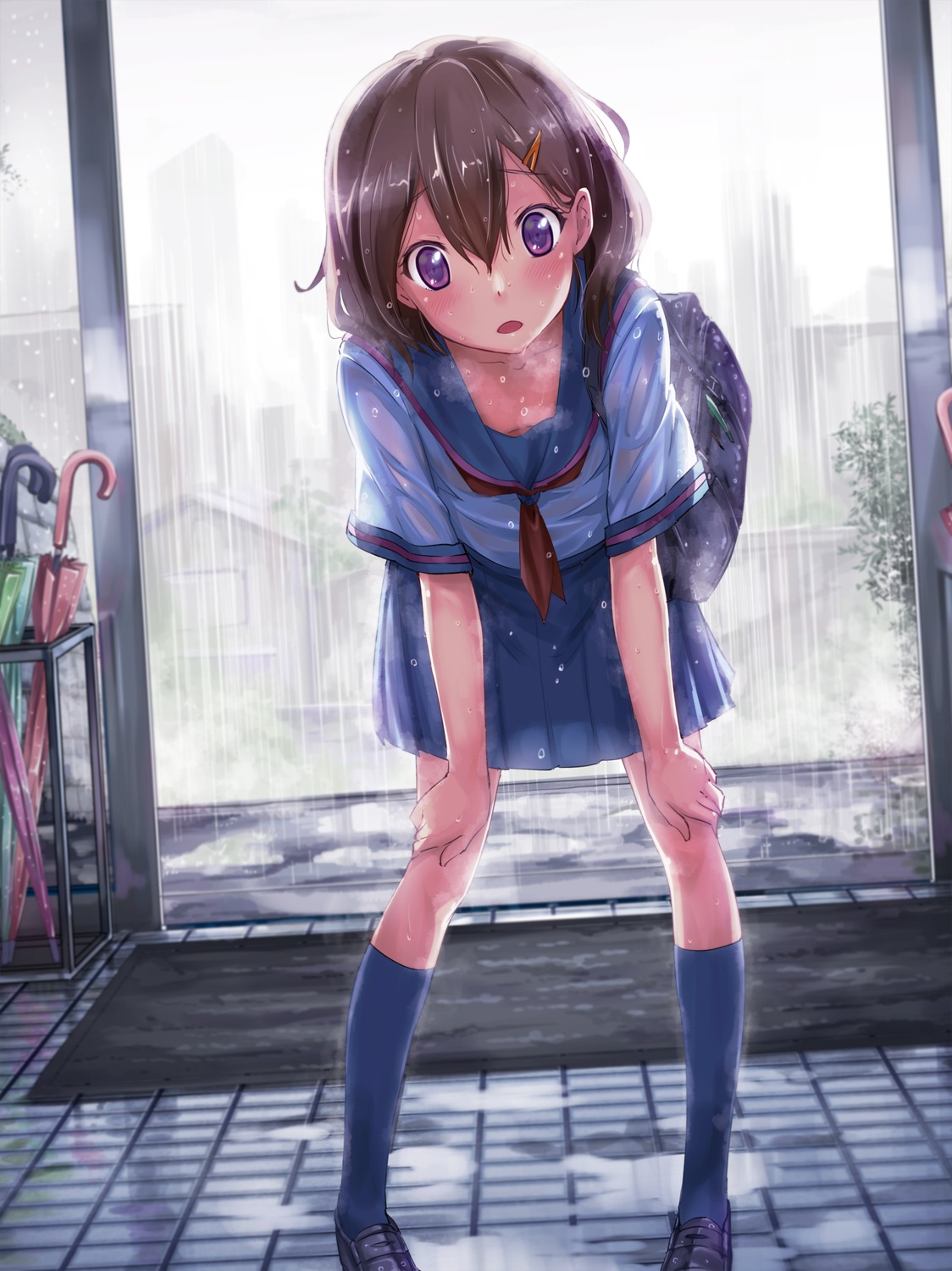 bun150 seifuku wet wet_clothes