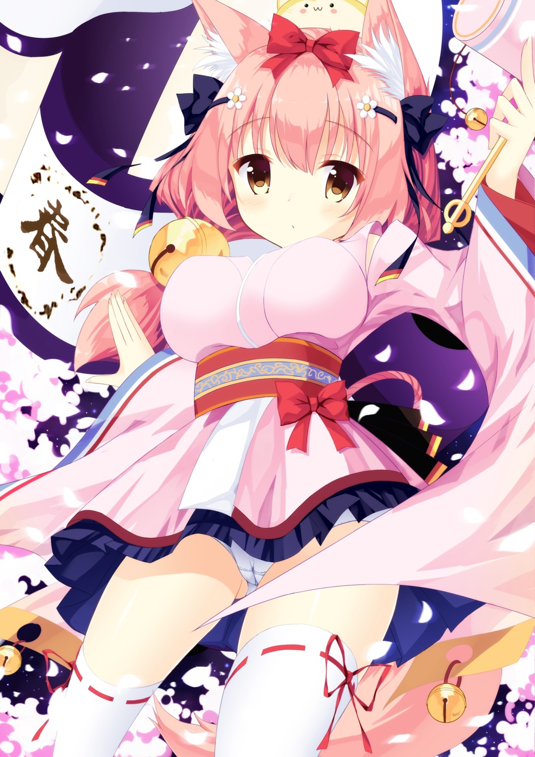 animal_ears cameltoe japanese_clothes pantsu tail thighhighs yuugoku_yume