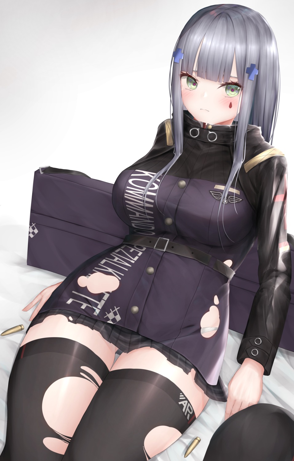 girls_frontline hk416_(girls_frontline) mo_(mainiti_omoti) thighhighs torn_clothes