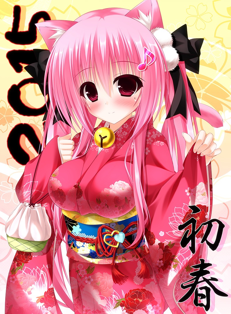 animal_ears kimono nekomimi tail yunagi_amane