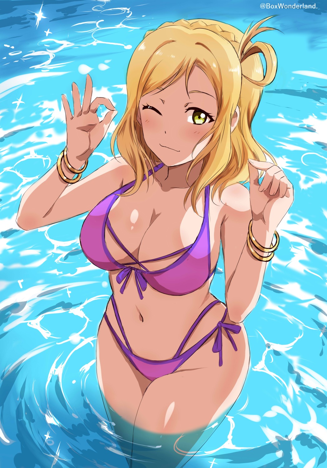 bikini box_wonderland love_live!_sunshine!! ohara_mari swimsuits wet