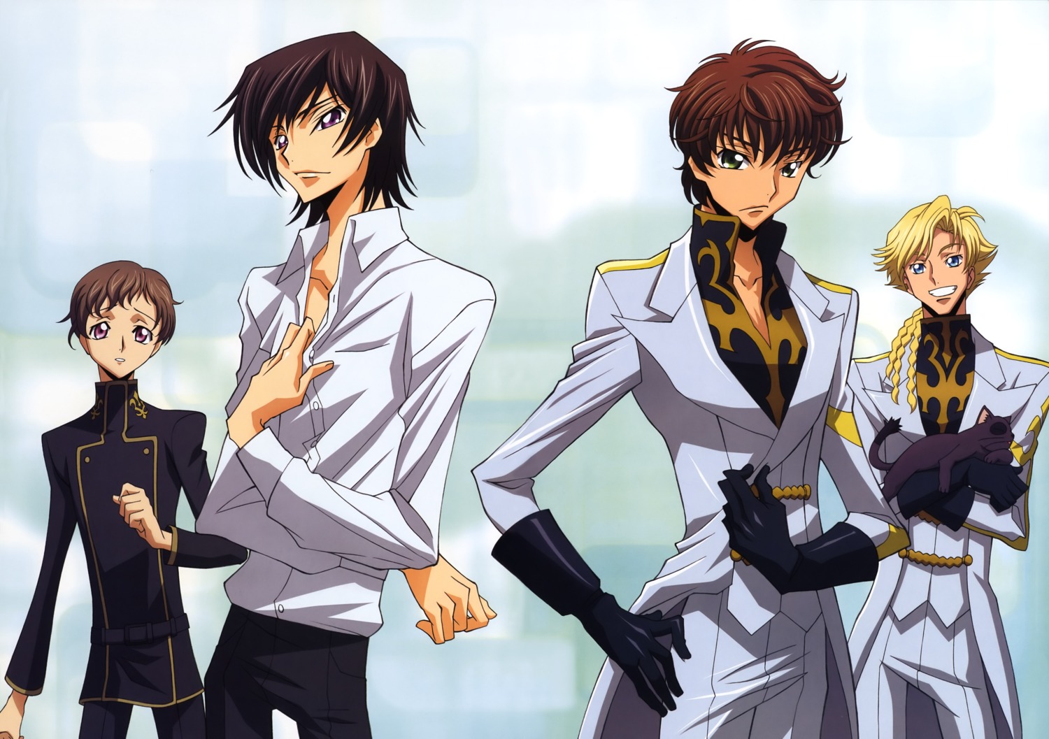 arthur_(code_geass) code_geass gino_weinberg hashimoto_tomonori kururugi_suzaku lelouch_lamperouge male rollo_lamperouge