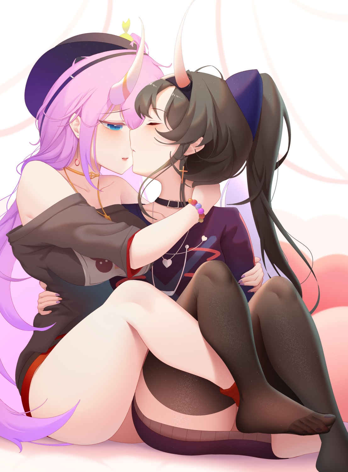 dbsz horns no_bra thighhighs yuri