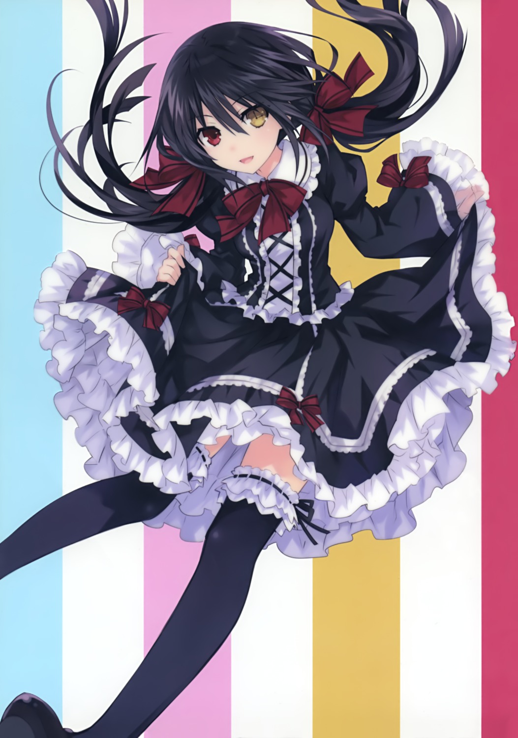 date_a_live garter gothic_lolita heterochromia lolita_fashion skirt_lift thighhighs tokisaki_kurumi tsunako