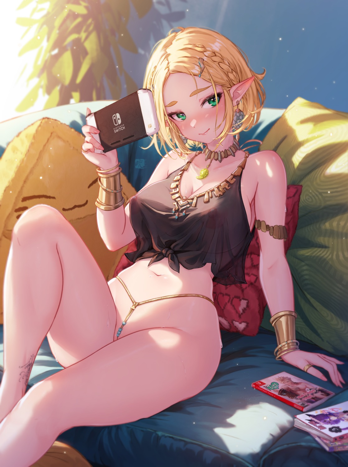 mitsu_(mitsu_art) nipples pantsu pointy_ears possible_duplicate princess_zelda see_through the_legend_of_zelda thong