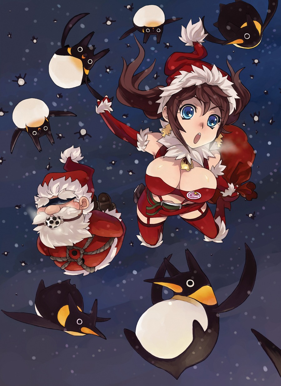 caee_penguin christmas cleavage penguin thighhighs