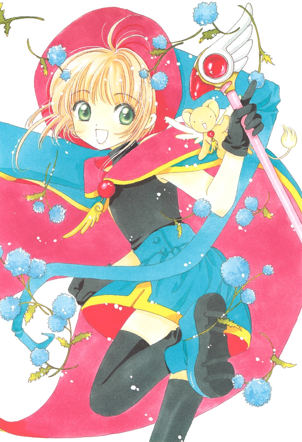 card_captor_sakura clamp kerberos kinomoto_sakura thighhighs weapon