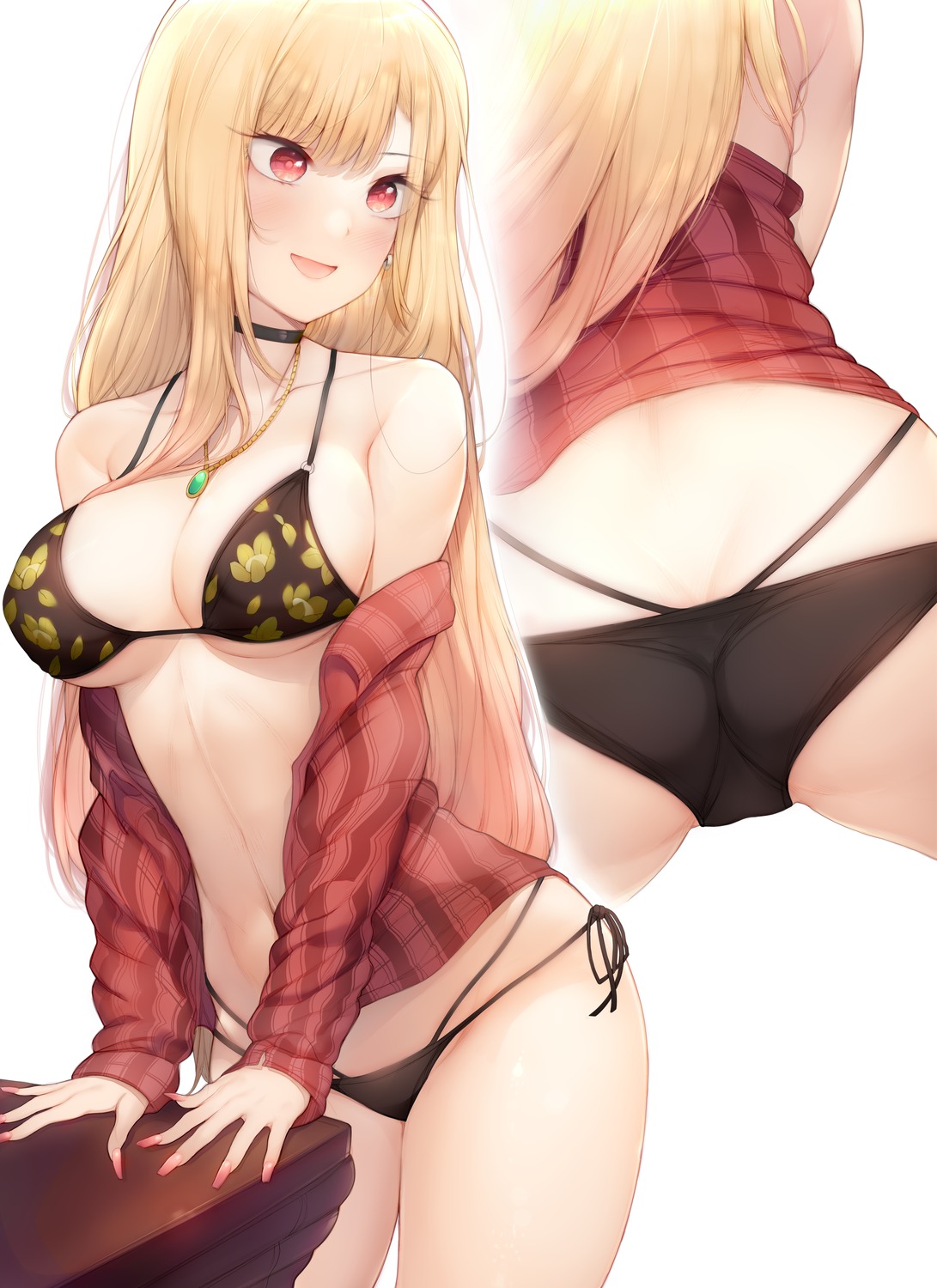 ass bikini kimoshi kitagawa_marin open_shirt sono_bisque_doll_wa_koi_wo_suru swimsuits