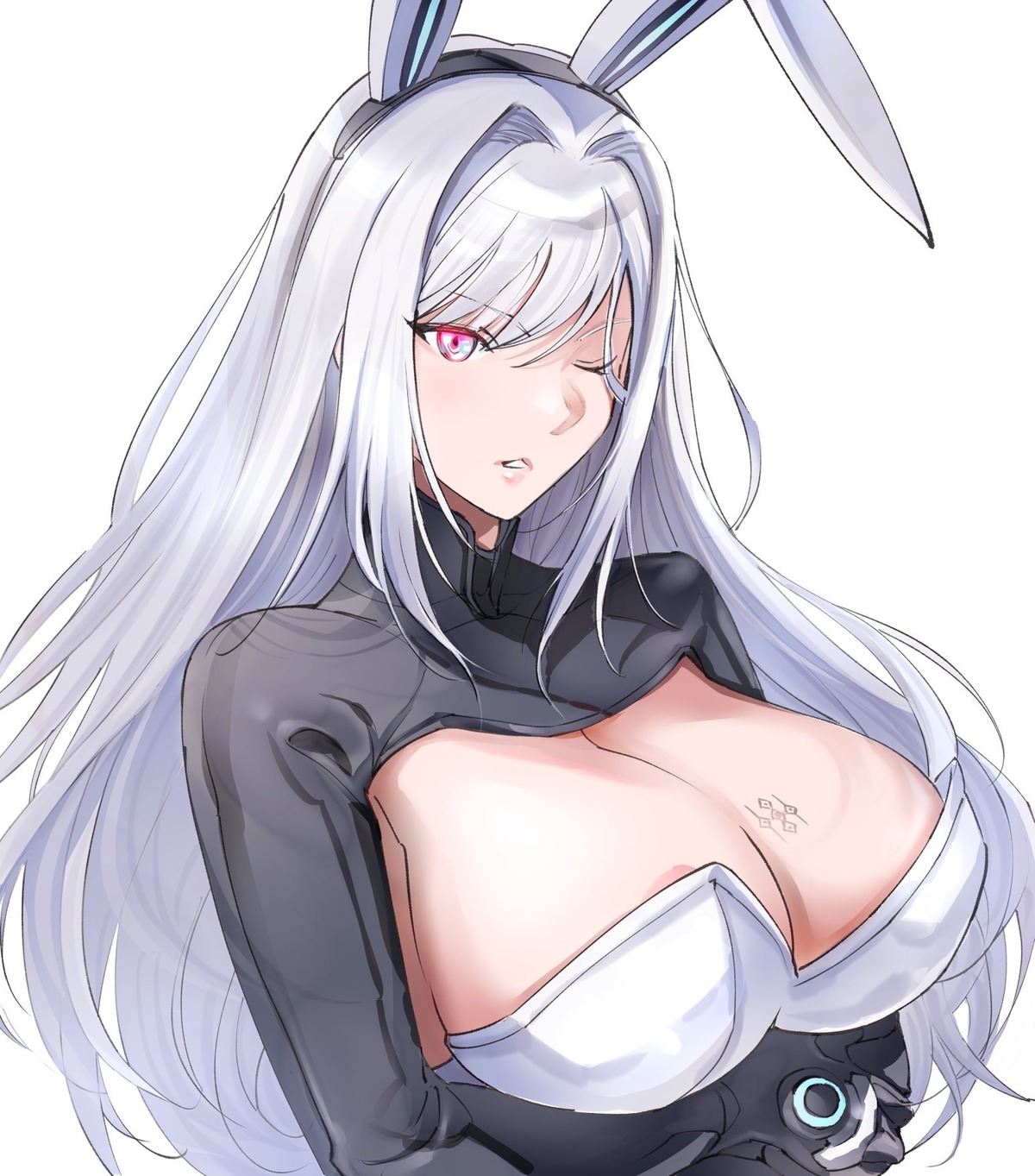 animal_ears areola bunny_ears bunny_girl ethel no_bra tattoo ug wardrobe_malfunction xenoblade xenoblade_chronicles_3