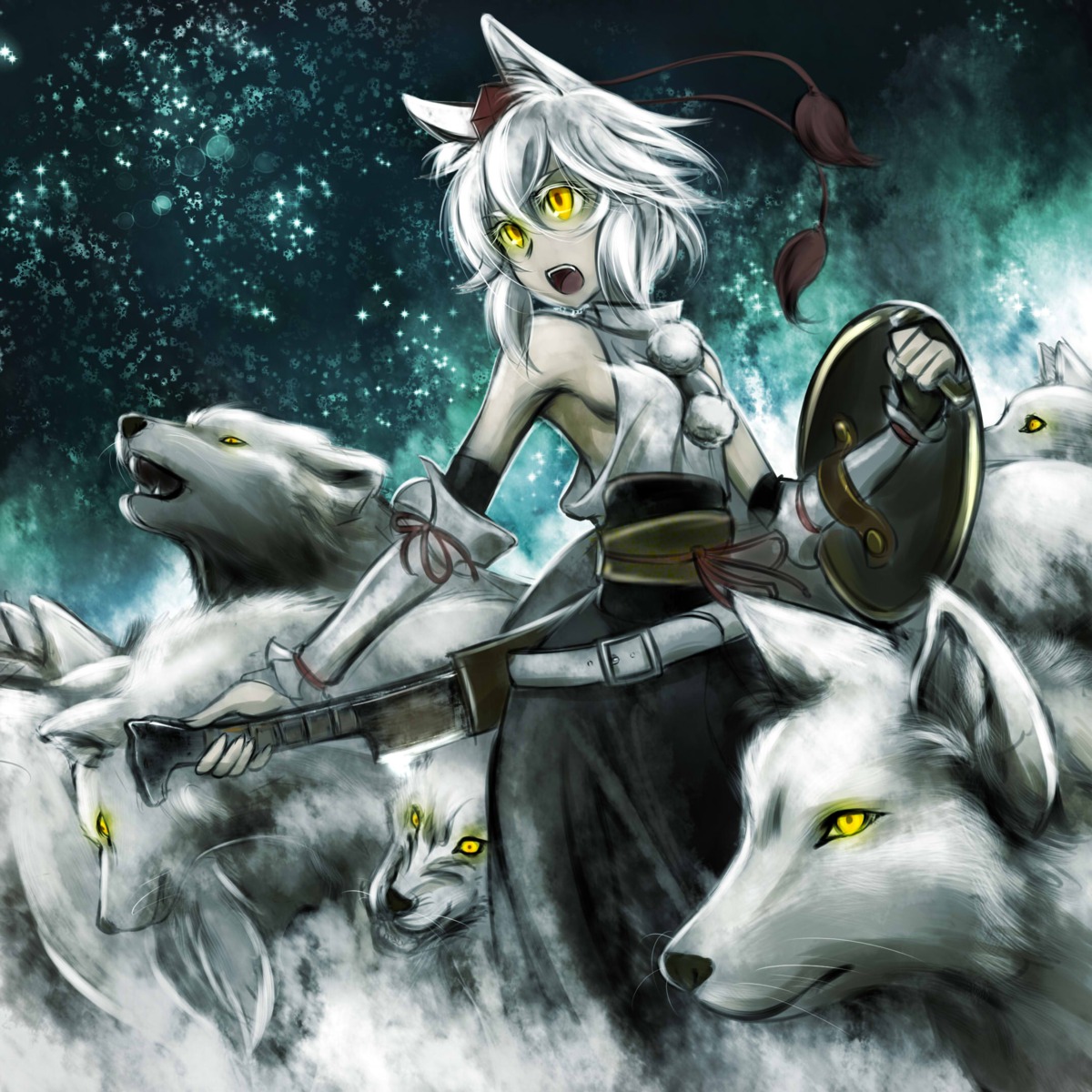 animal_ears inubashiri_momiji kouji_oota sword tail touhou