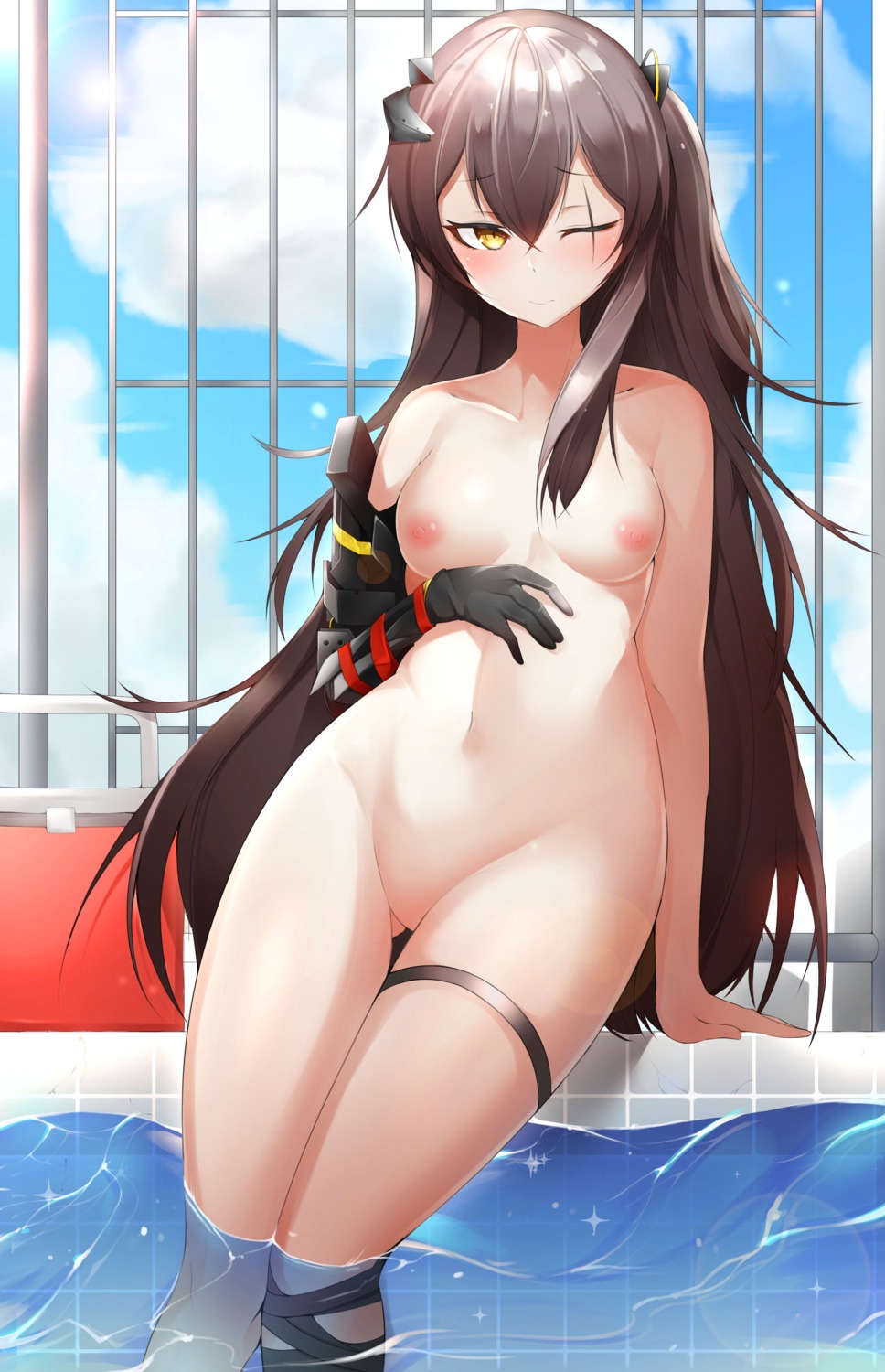 garter girls_frontline gr_greeze naked nipples ump45_(girls_frontline) wet