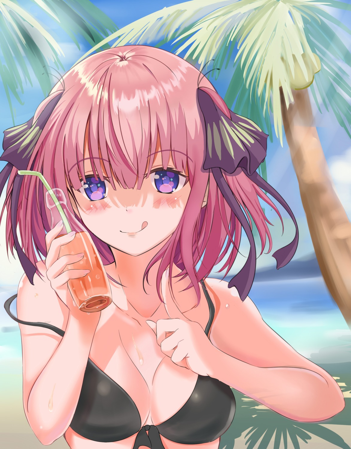 5-toubun_no_hanayome bikini_top breast_hold cleavage hitsuka nakano_nino swimsuits wardrobe_malfunction